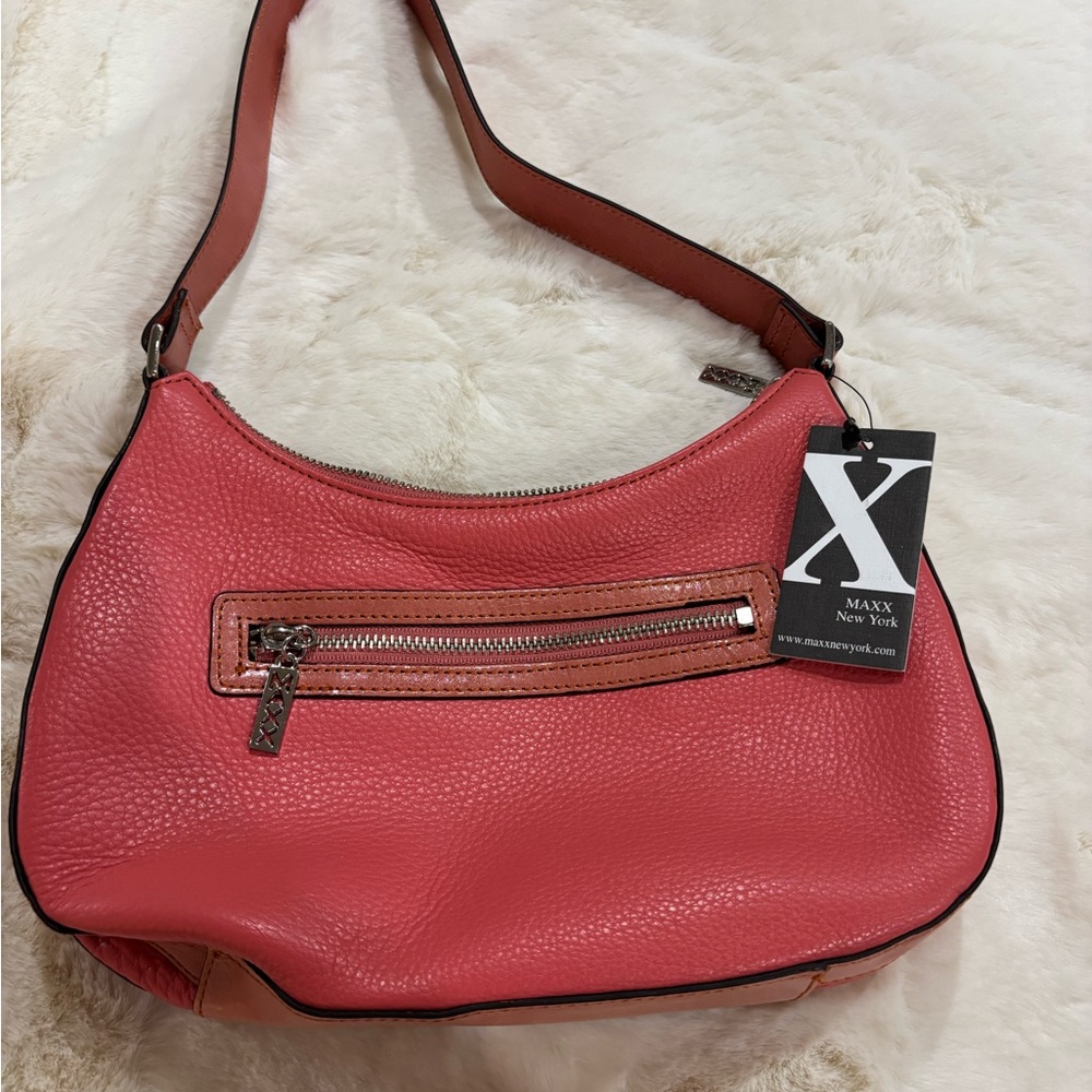 Maxx New York Coral Leather Hobo Bag
